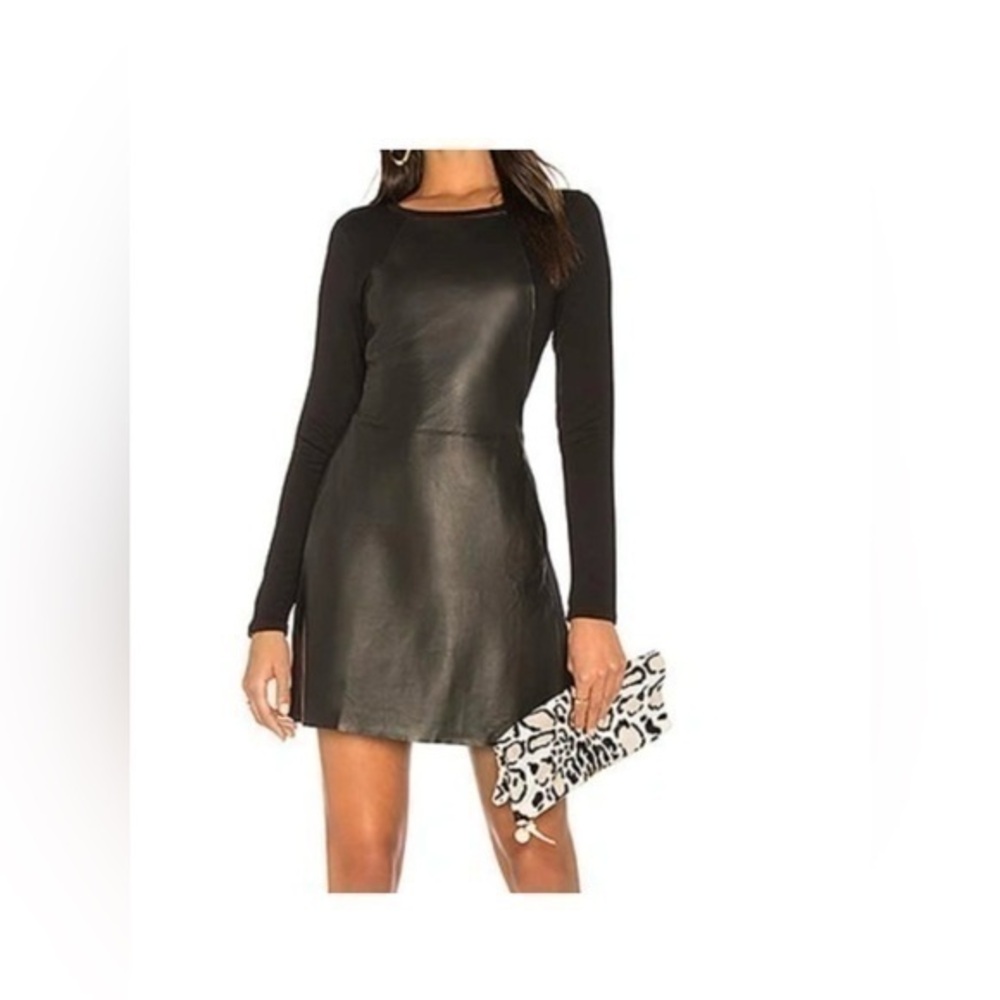 Michael Stars dark brown leather mixed material mini dress size XS / nwt